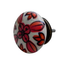 Red Flower Flat Knob