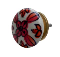 Red Flower Flat Knob