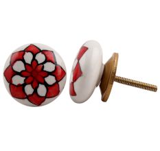 Red Flower Flat Knob