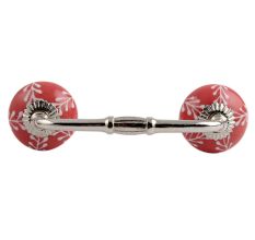 Old Red Ceramic Bridge  Drawer Handle