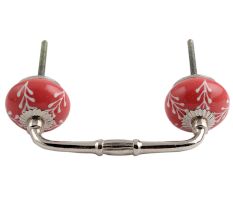 Old Red Ceramic Bridge  Drawer Handle