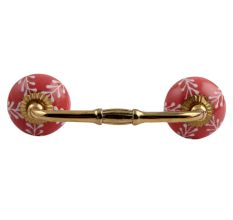 Old Red Ceramic Bridge  Drawer Handle