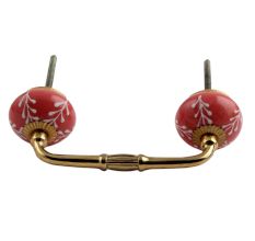 Old Red Ceramic Bridge  Drawer Handle