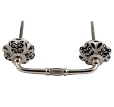 Black Leaf Ceramic Bridge Drawer Handle