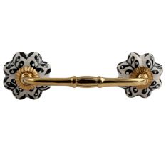 Black Leaf Ceramic Bridge Drawer Handle