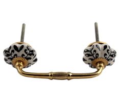 Black Leaf Ceramic Bridge Drawer Handle