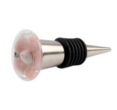 Pink White Flower Glass Wine Stopper