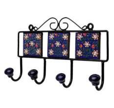 Blue Floral Ceramic Tiles Hooks-450