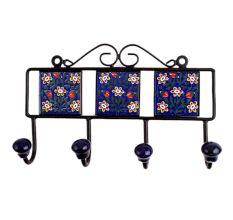 Blue Floral Ceramic Tiles Hooks-450