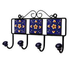 Blue Floral Ceramic Tiles Hooks-451