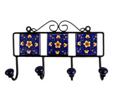 Blue Floral Ceramic Tiles Hooks-451