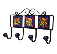 Blue Floral Ceramic Tiles Hooks-452