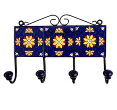 Blue Floral Ceramic Tiles Hooks-453
