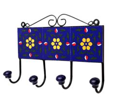 Blue Floral Ceramic Tiles Hooks-454