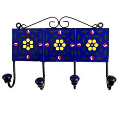 Blue Floral Ceramic Tiles Hooks-454