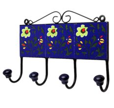 Blue Floral Ceramic Tiles Hooks-455