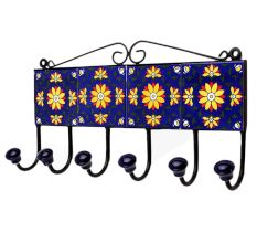 Blue Floral Ceramic Tiles Hooks-457