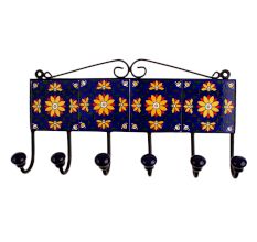 Blue Floral Ceramic Tiles Hooks-457