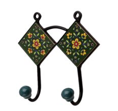 Green Floral Ceramic Tiles Hooks-460