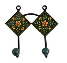 Green Floral Ceramic Tiles Hooks-460