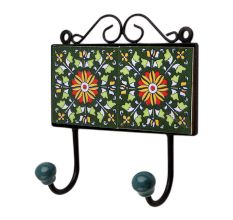 Green Floral Ceramic Tiles Hooks-461