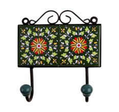 Green Floral Ceramic Tiles Hooks-461