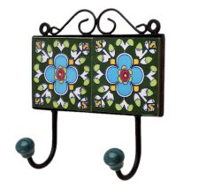 Green Floral Ceramic Tiles Hooks-462