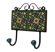 Green Floral Ceramic Tiles Hooks-463