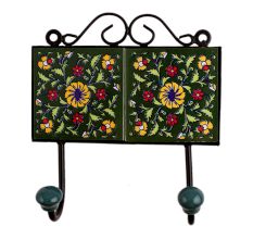 Green Floral Ceramic Tiles Hooks-463