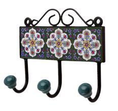 Green Floral Ceramic Tiles Hooks-464