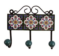 Green Floral Ceramic Tiles Hooks-464