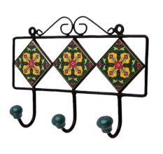 Green Floral Ceramic Tiles Hooks-465