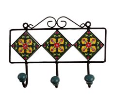 Green Floral Ceramic Tiles Hooks-465