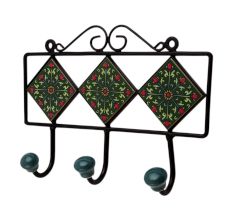 Green Floral Ceramic Tiles Hooks-466