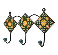 Green Floral Ceramic Tiles Hooks-467
