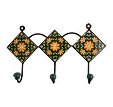 Green Floral Ceramic Tiles Hooks-467