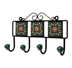 Green Floral Ceramic Tiles Hooks-468