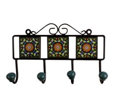 Green Floral Ceramic Tiles Hooks-468