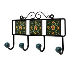 Green Floral Ceramic Tiles Hooks-469