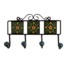 Green Floral Ceramic Tiles Hooks-469