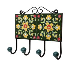 Green Floral Ceramic Tiles Hooks-470