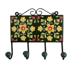 Green Floral Ceramic Tiles Hooks-470