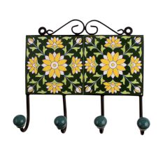 Green Floral Ceramic Tiles Hooks-471