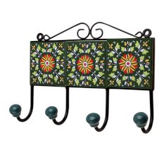 Green Floral Ceramic Tiles Hooks-472