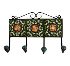 Green Floral Ceramic Tiles Hooks-472