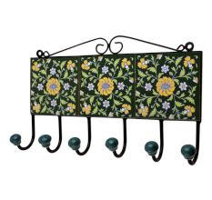 Green Floral Ceramic Tiles Hooks-475