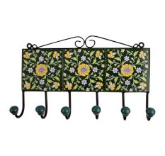 Green Floral Ceramic Tiles Hooks-475