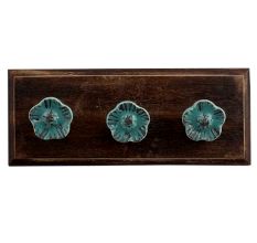 Green Daffodils Ceramic Etched Wooden Hooks