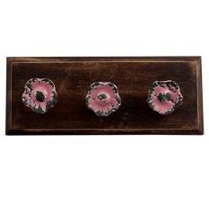 Pink Daffodils Ceramic Etched Wooden Hooks