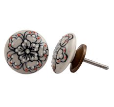 Handpainted Black Flower Knob